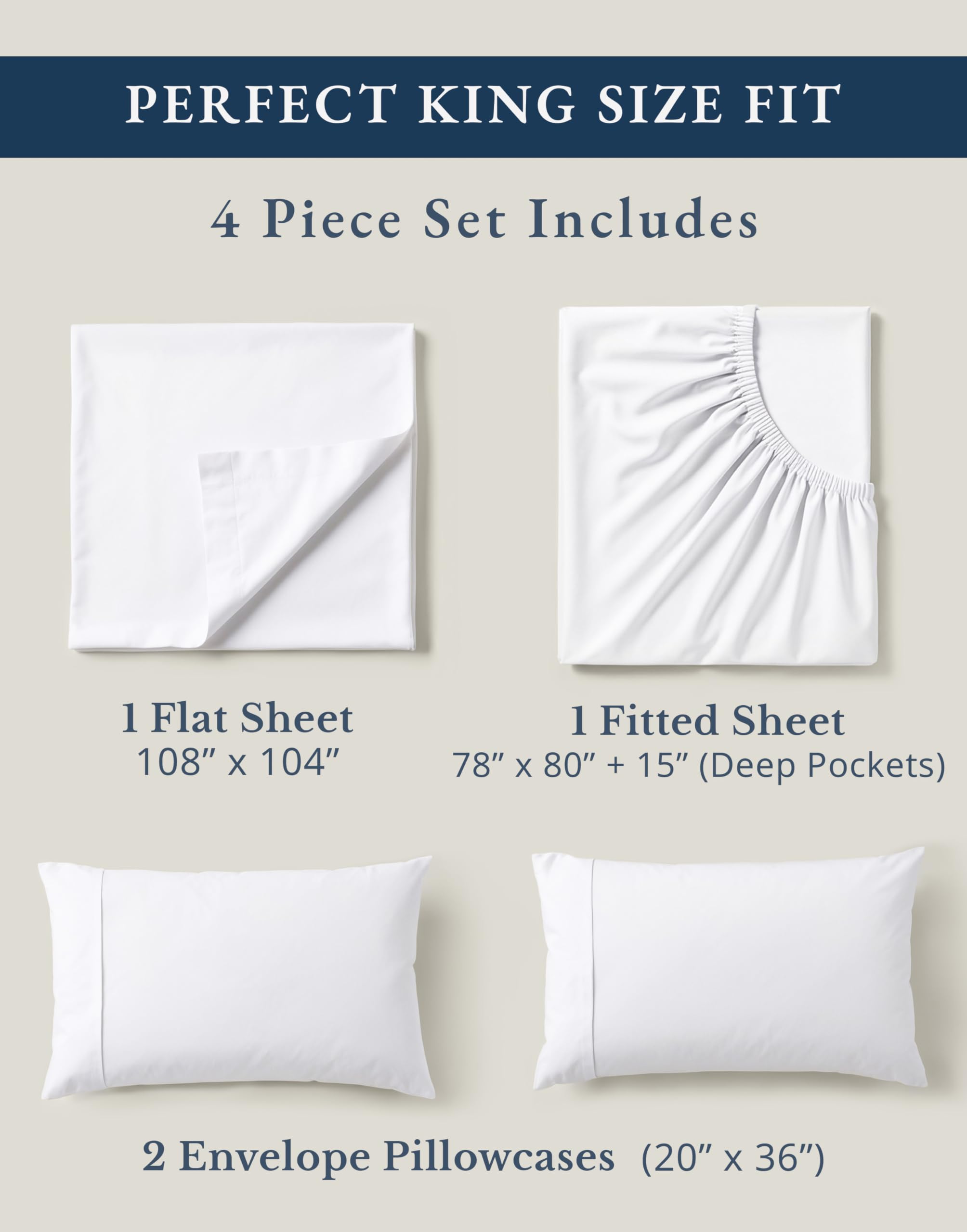 LANE LINEN king fitted sheet 78 in W x 80 in L with deep pockets for secure fit.