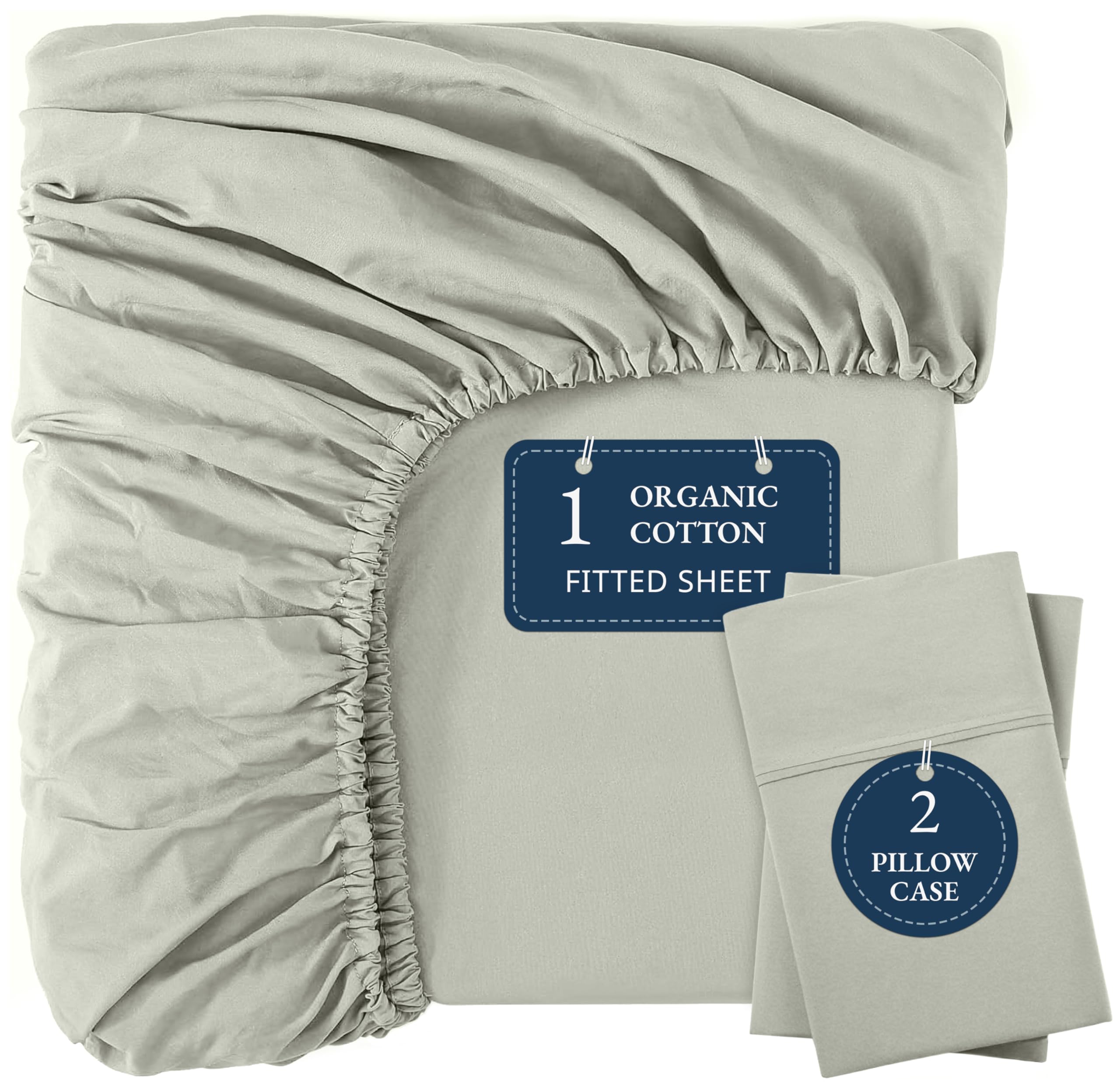 Lane Linen king fitted sheet mineral close-up of crisp percale weave for breathable comfort