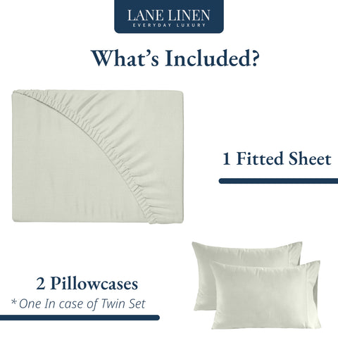 Lane Linen king fitted sheet mineral deep-pocket fit surrounding your mattress up to 15 inches