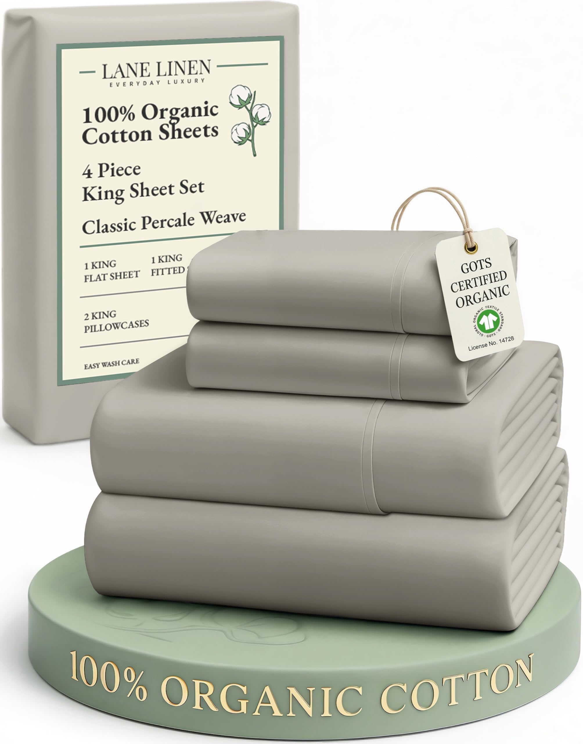 Lane Linen king flat sheet 108x104 with crisp percale finish