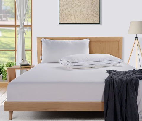 Lane Linen King Pillow 2-Pack pillow fluff after unpacking for plush softness.
