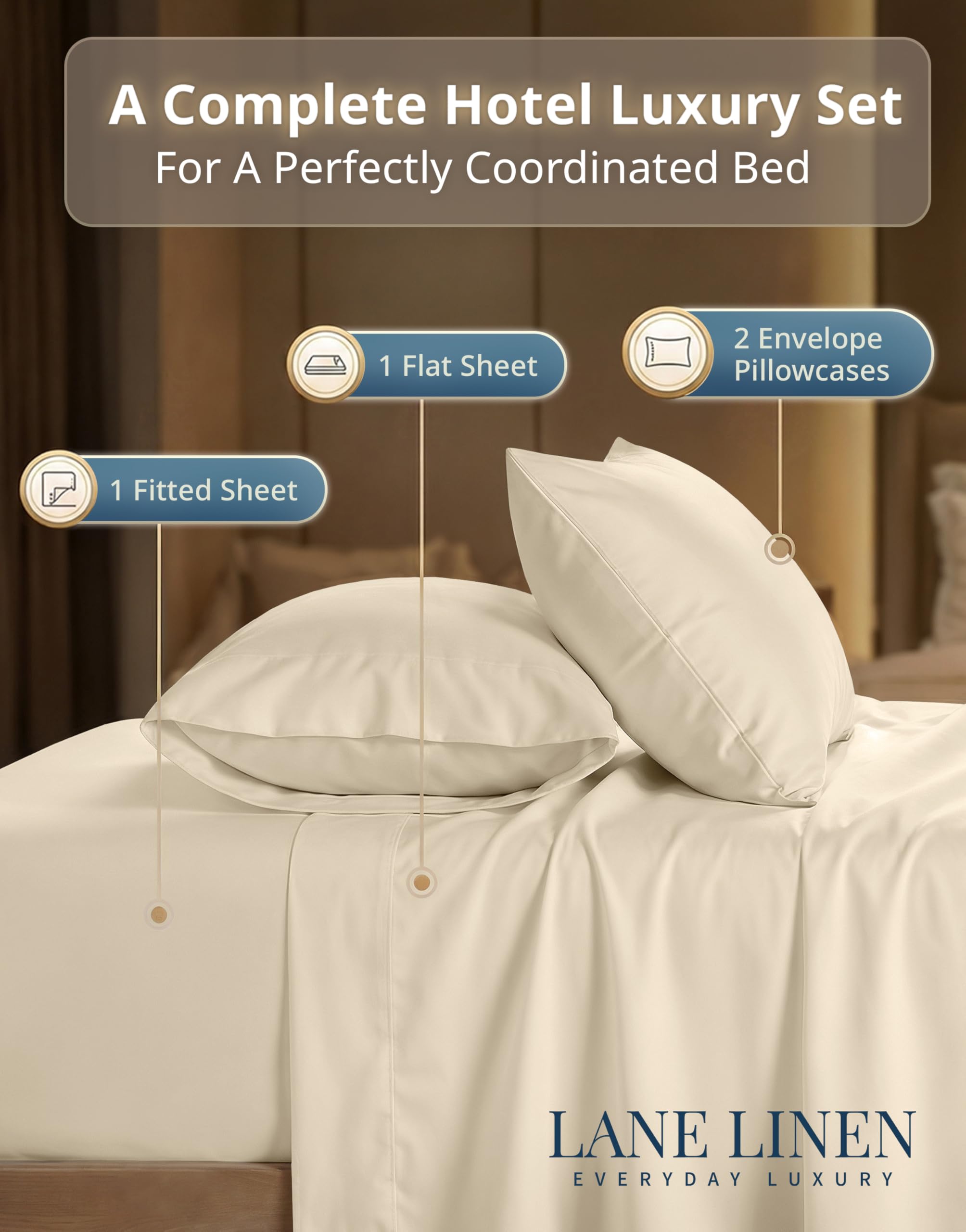 Lane Linen king pillowcase 20x36 inches for hotel-quality look