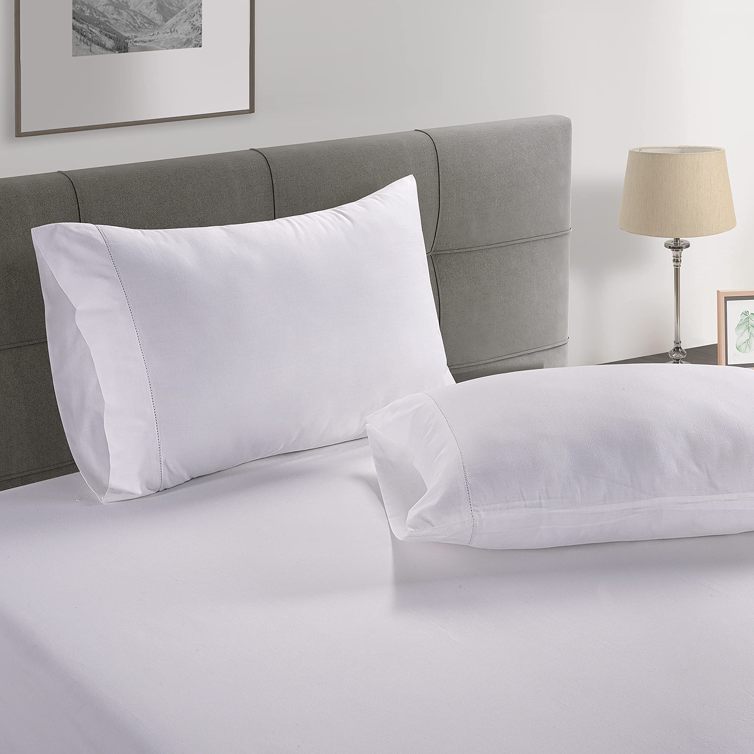 Lane Linen king pillowcase close-up satin sateen weave texture for smooth sleep