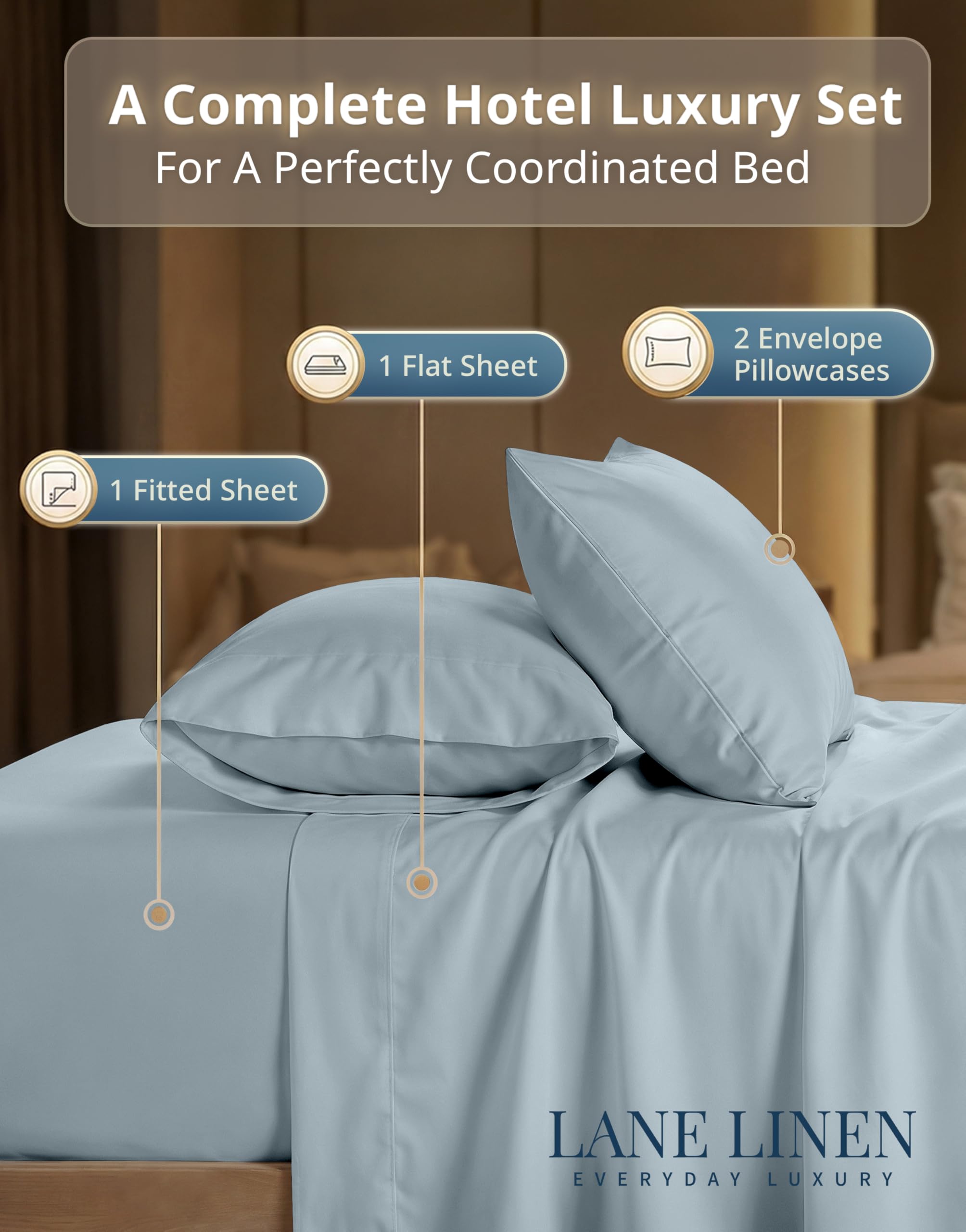 Lane Linen king pillowcases provide hotel-style elegance for daily use