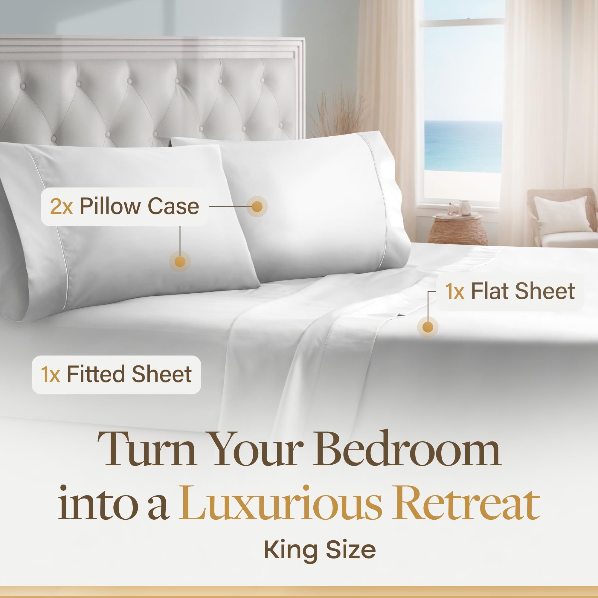 Lane Linen breathable sateen sheets regulate temperature for cooler sleep.