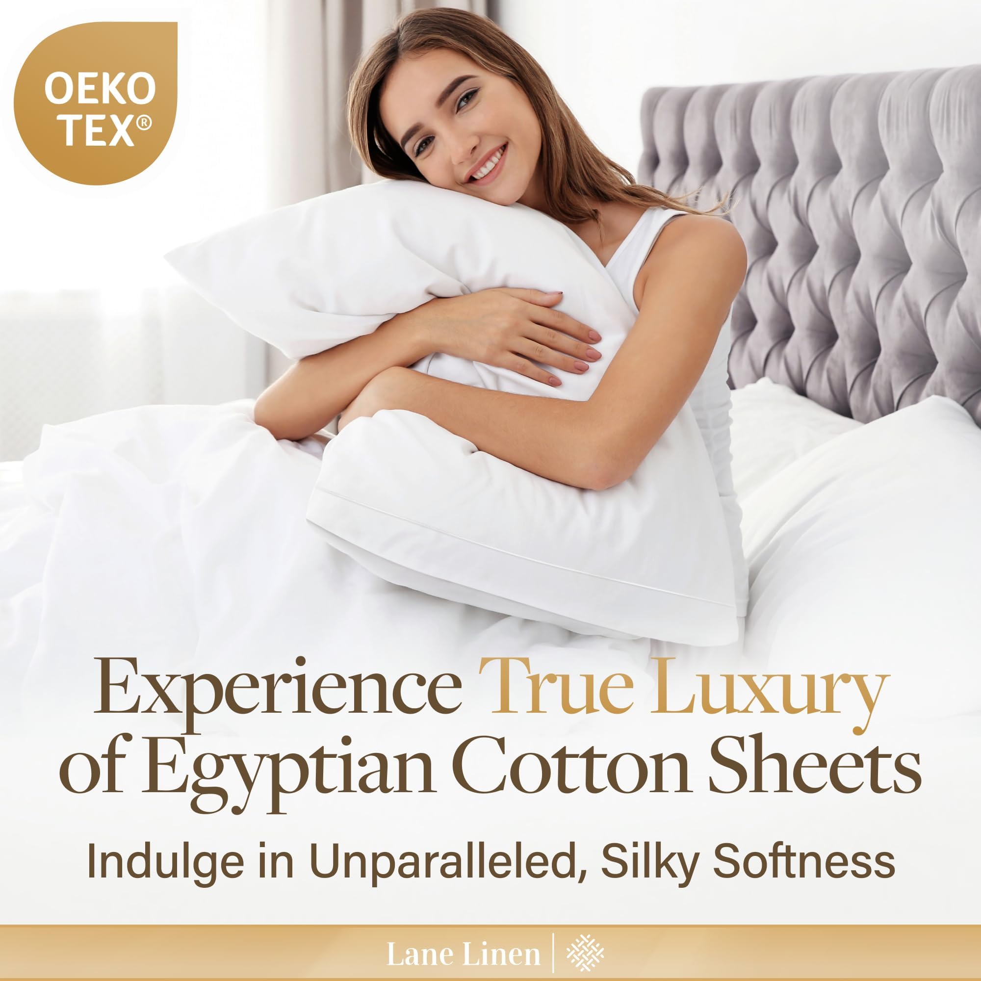 Lane Linen king sheets deep-pocket 16 inch fit for secure mattress hold.