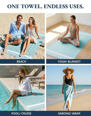 Lane Linen lightweight travel towel ready for trips and outdoor use.