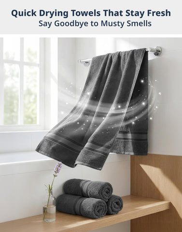 Lane Linen lint-free finish grey towel highlighting long lasting color