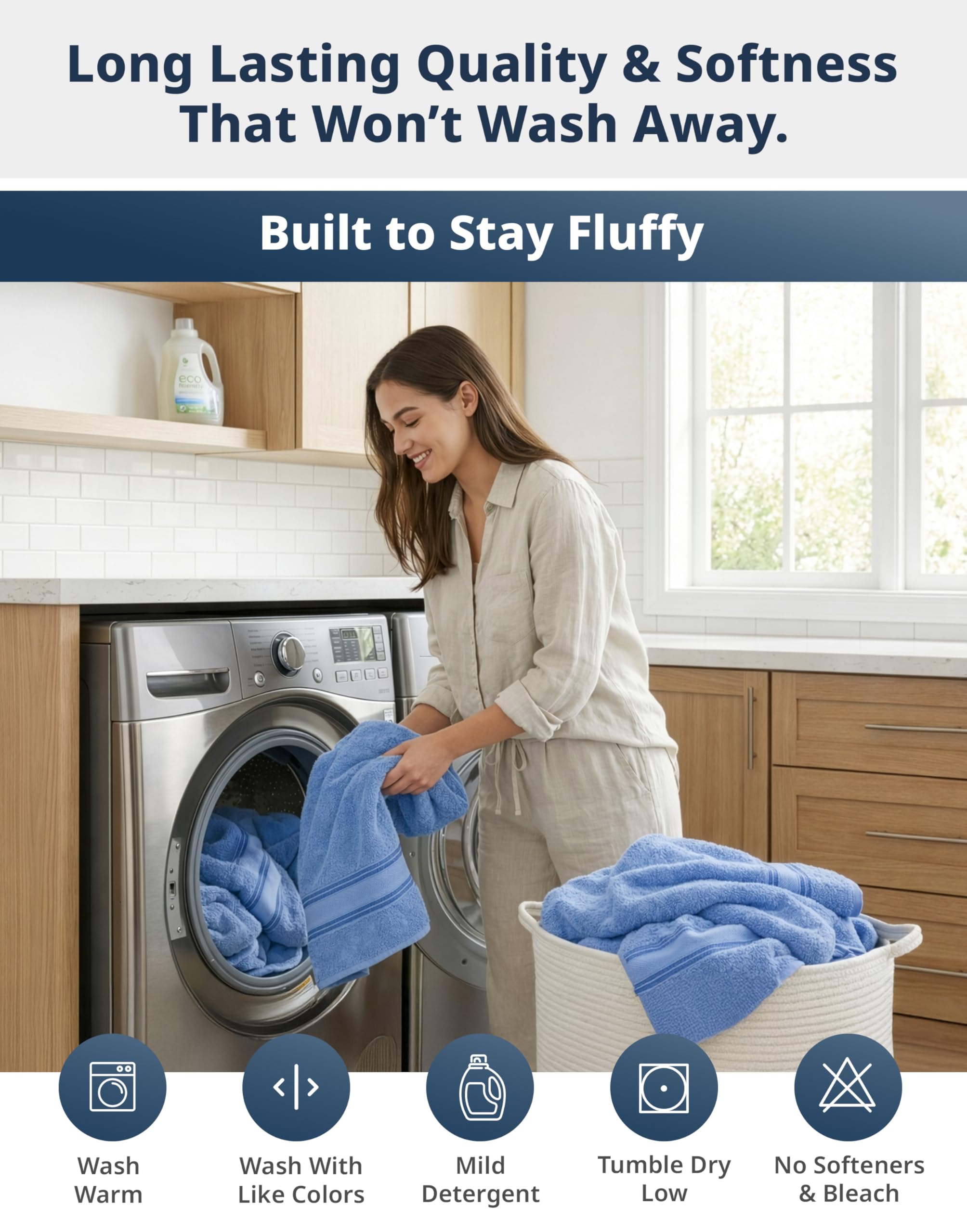LANE LINEN long-lasting softness and low lint during daily use