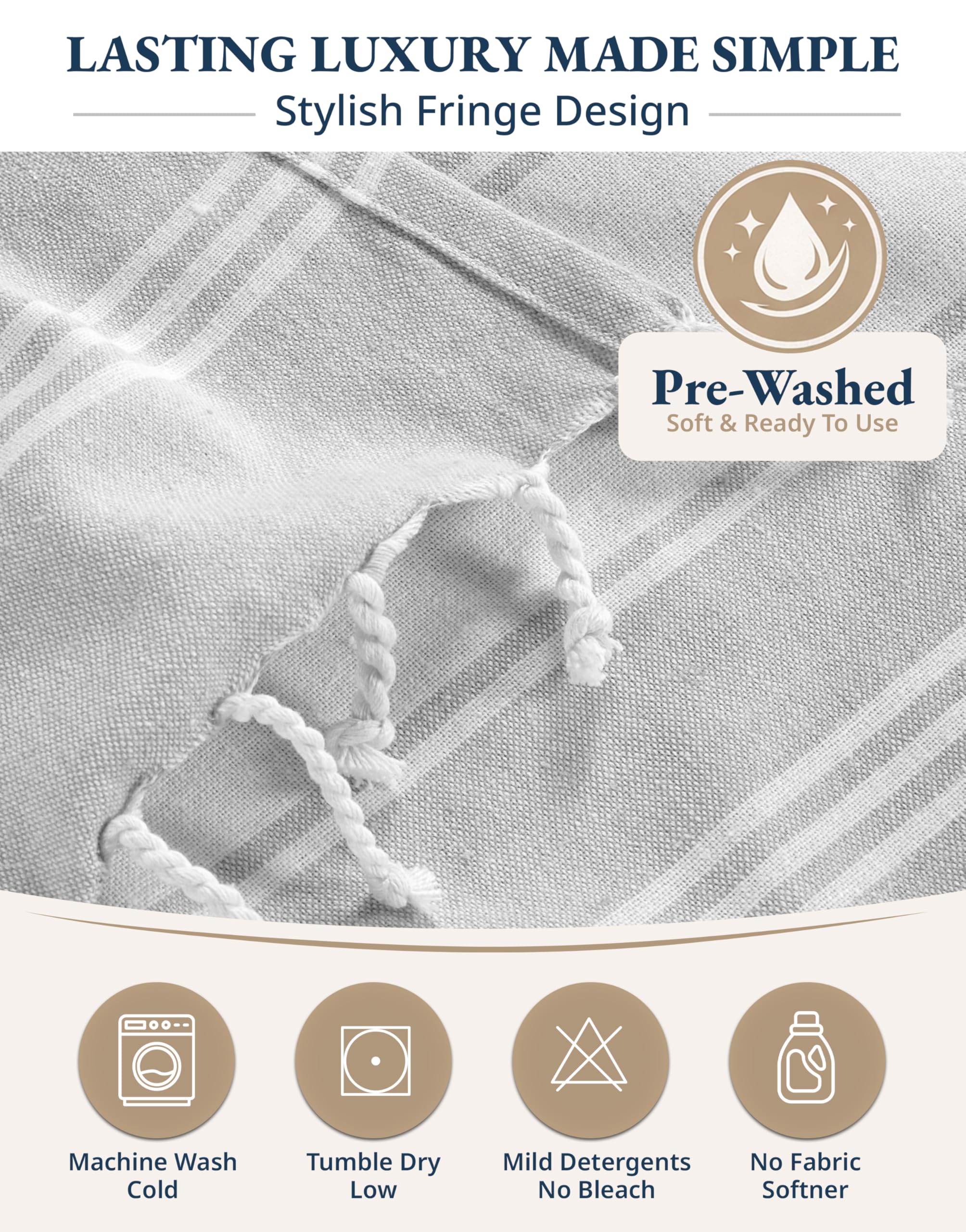 Lane Linen machine-wash and dryer-friendly care for simple maintenance