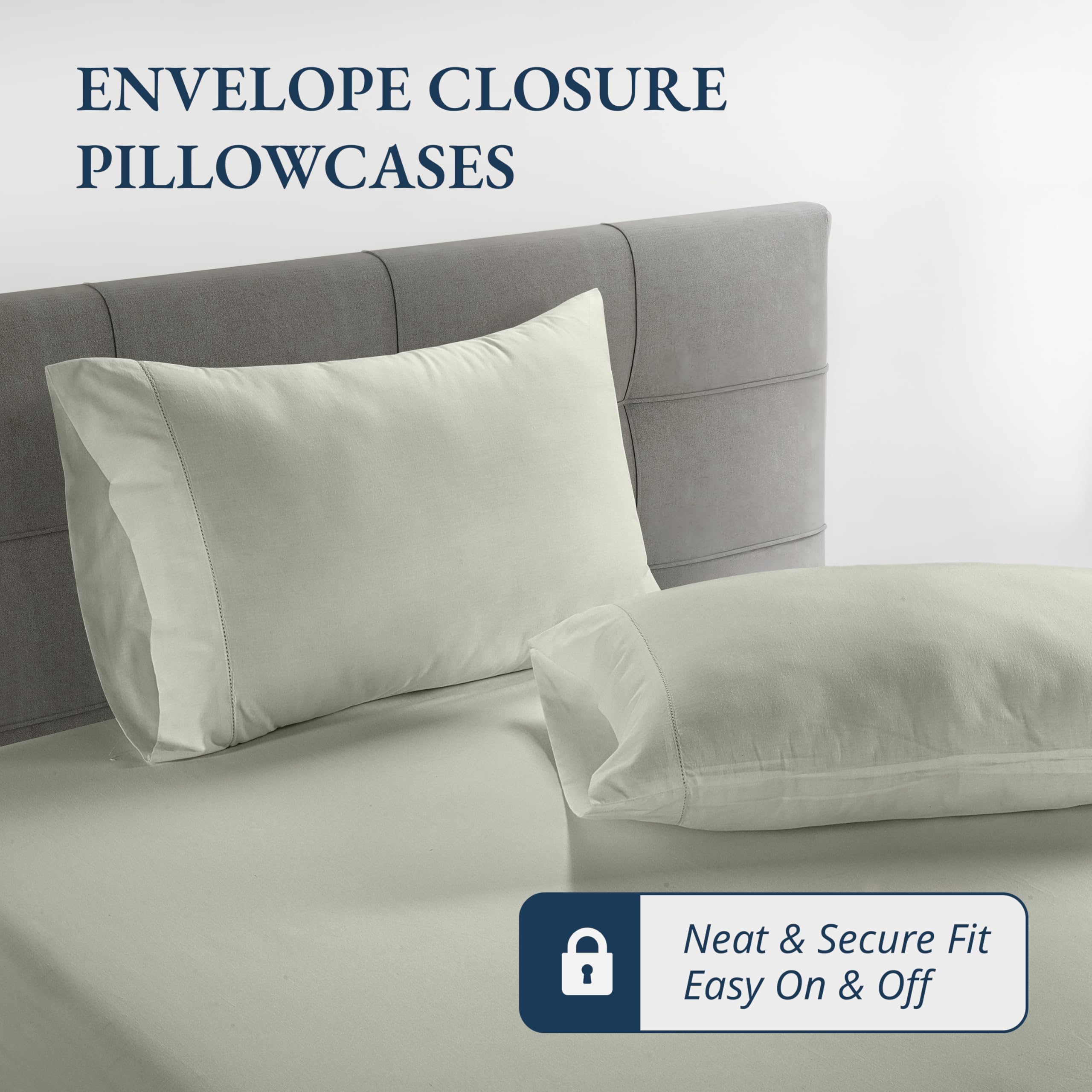 Lane Linen percale weave stays crisp after machine washing for easy care