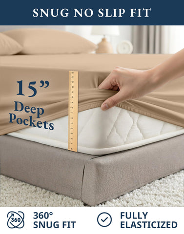 Machine-washable Lane Linen sheets with durable construction and easy care.