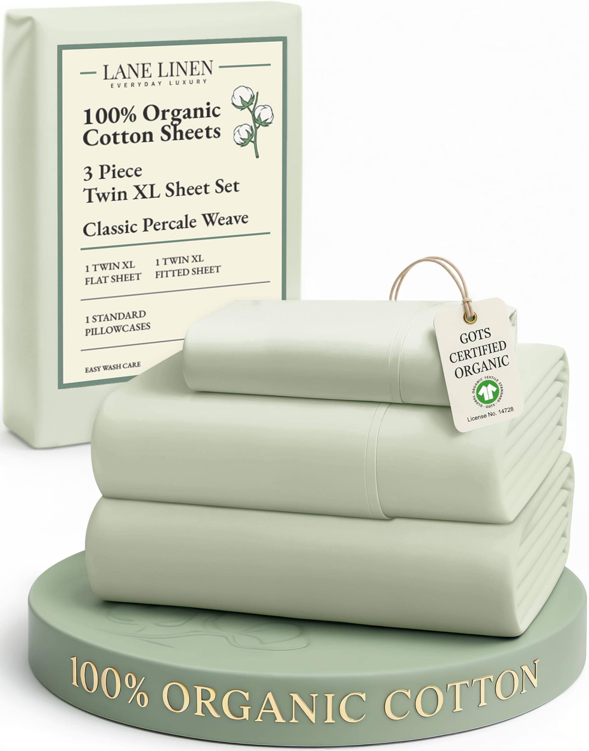 Lane Linen Mineral Twin XL flat sheet on bed with hotel-like softness.