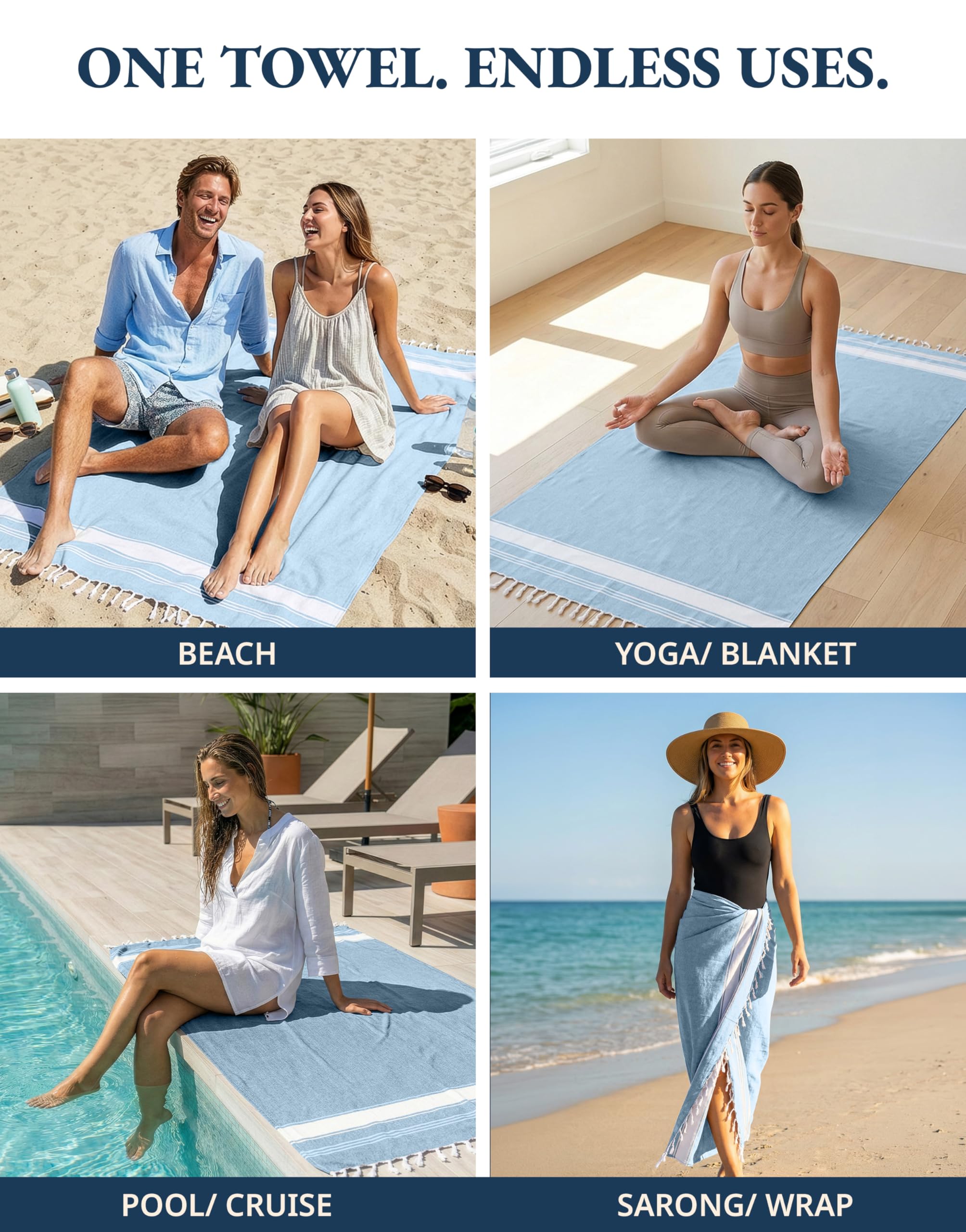 Lane Linen multipurpose towel as sarong or picnic blanket.