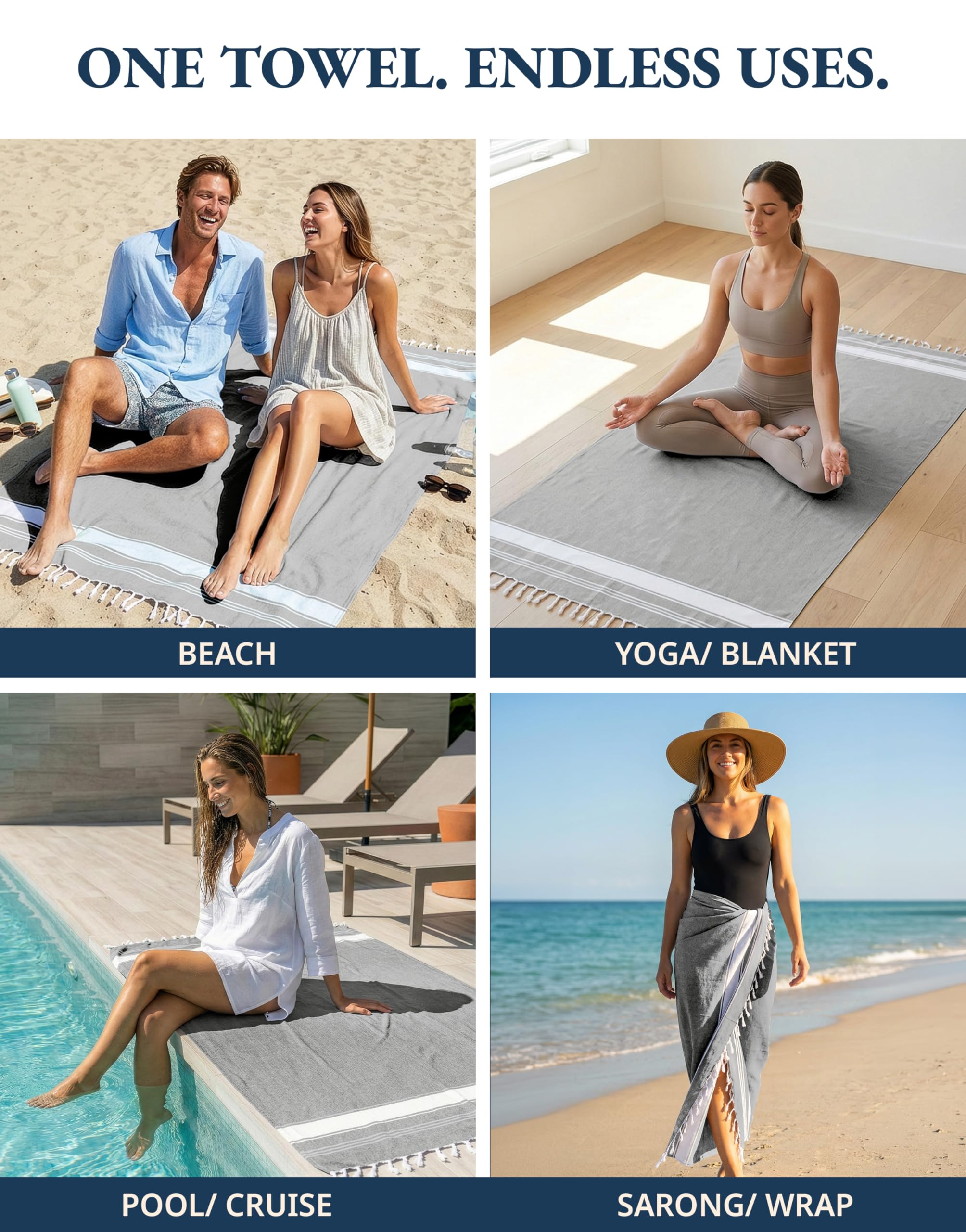 Lane Linen multipurpose towel can be a sarong, yoga mat, or picnic blanket.