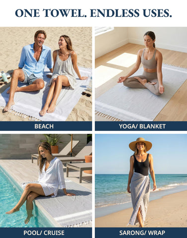 Lane Linen multipurpose towel works as sarong, yoga mat, or picnic blanket
