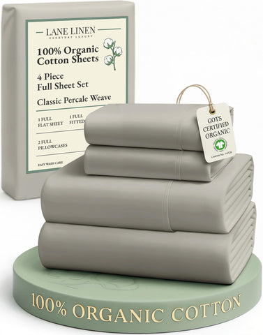 Lane Linen organic cotton percale sheets for breathable, hotel‑quality comfort.