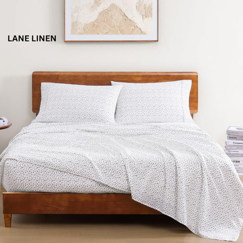 LANE LINEN organic cotton queen fitted sheet with deep pockets for secure fit.