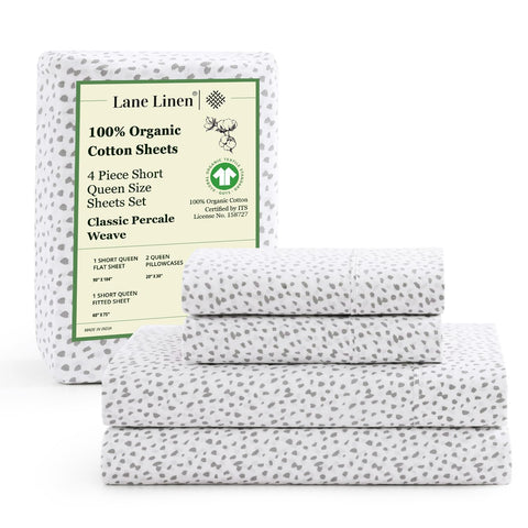 LANE LINEN organic cotton queen flat sheet with breathable percale finish for coverage and comfort.