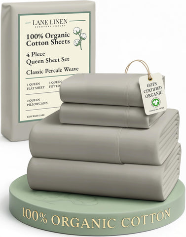 Lane Linen Organic Cotton Queen Flat Sheet for hotel-quality softness and breathability.
