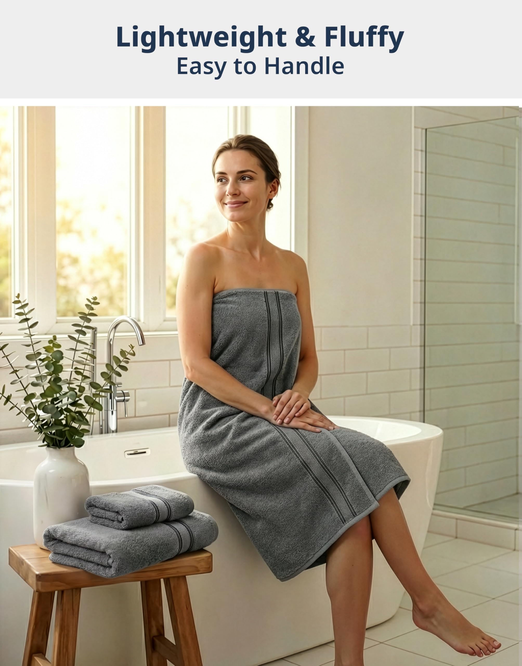 Lane Linen oversized bath towels 28x54 for full-body drying and hotel-style comfort.
