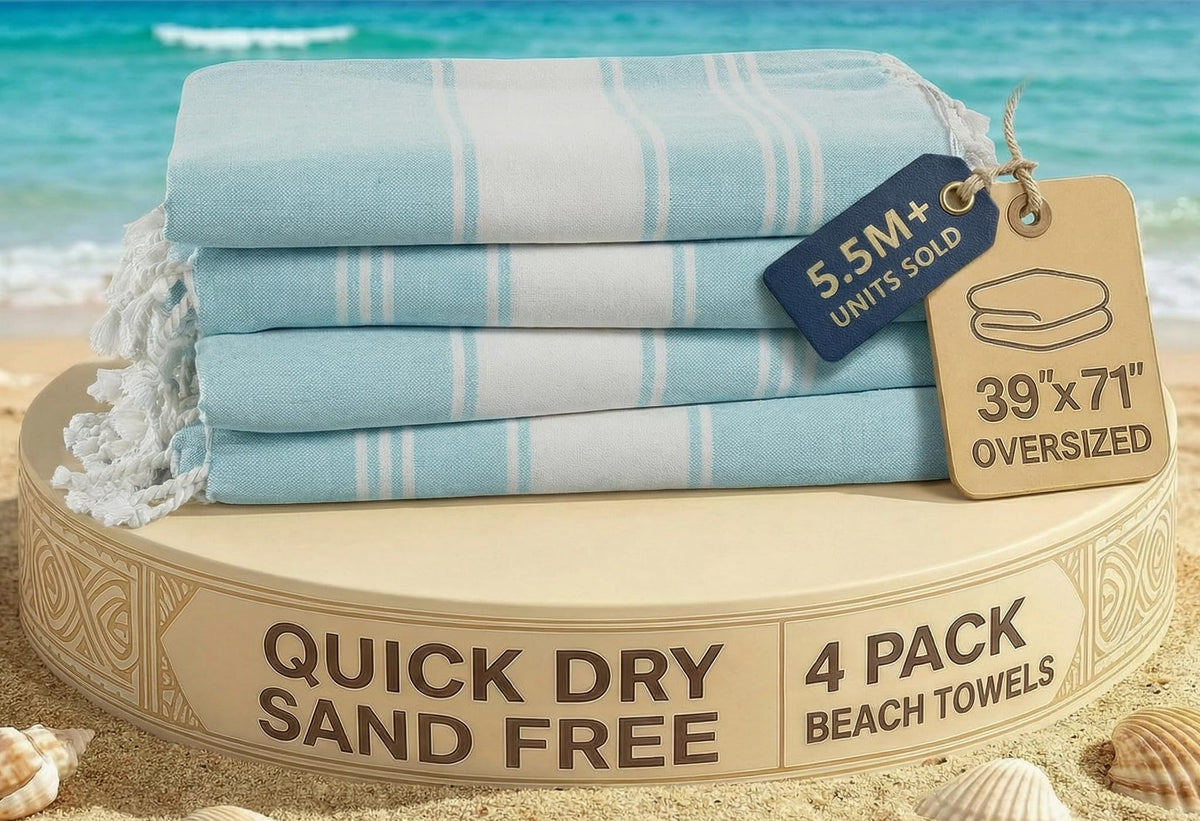 Lane Linen sand-free bag with oversized towel for cleaner beach days.
