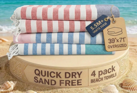 Lane Linen oversized beach towel pack-4 stacked for compact storage and quick access