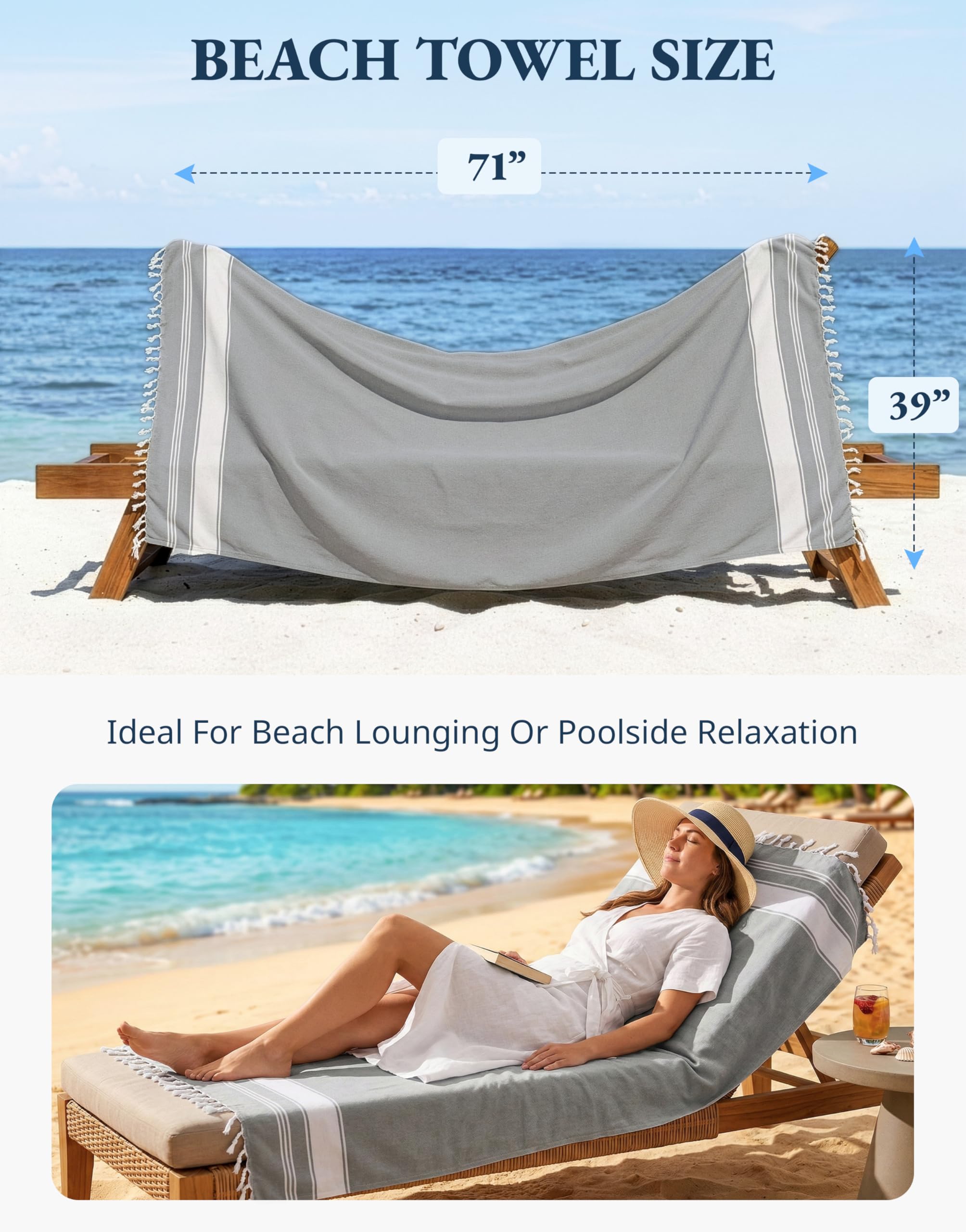Lane Linen packable four-pack towels fold compactly for easy travel.