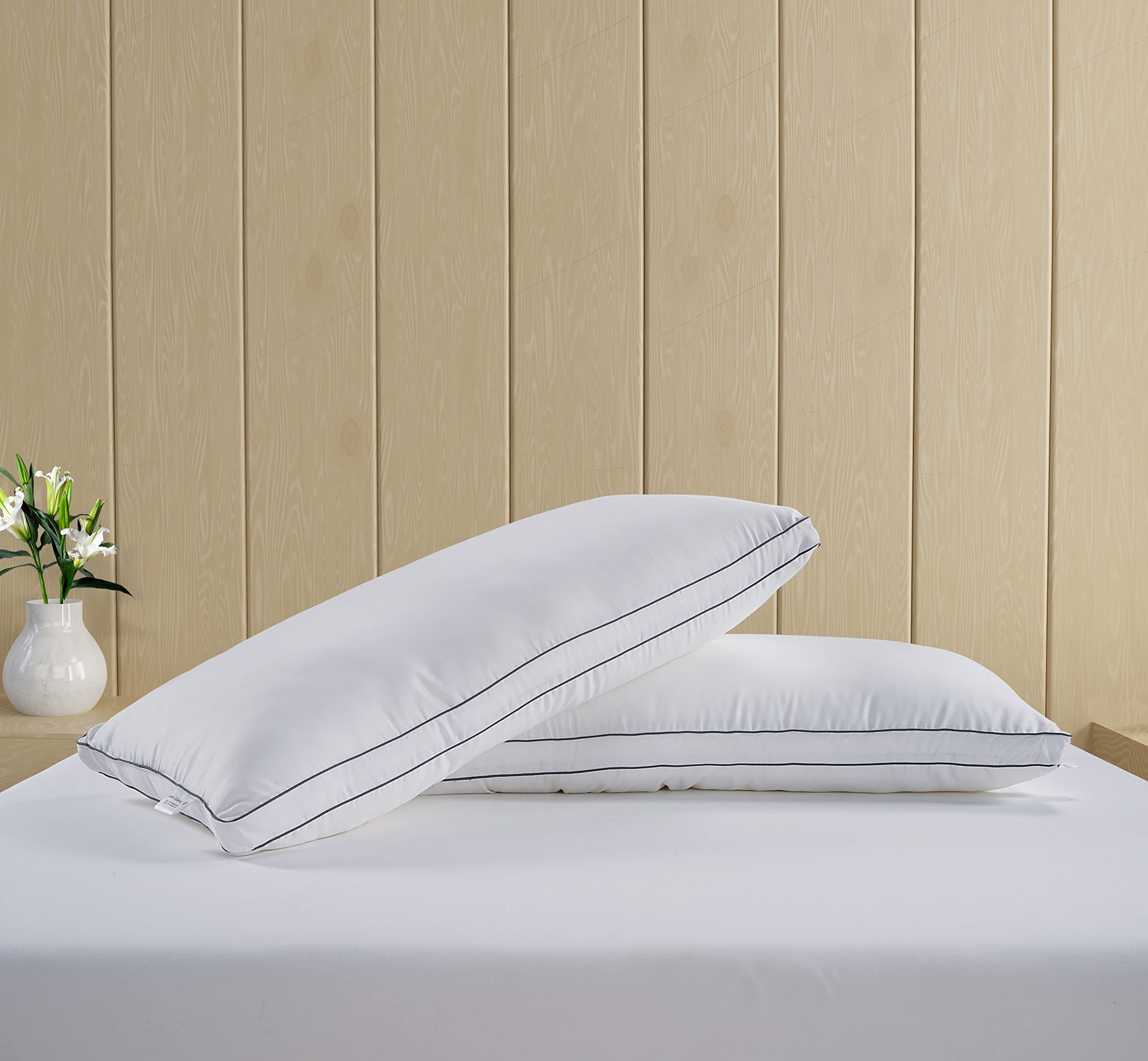 Lane Linen Standard Pillows gusset detail demonstrates loft stability