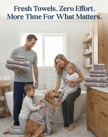 LANE LINEN Platinum fingertip towel neatly stacked for compact luxury.