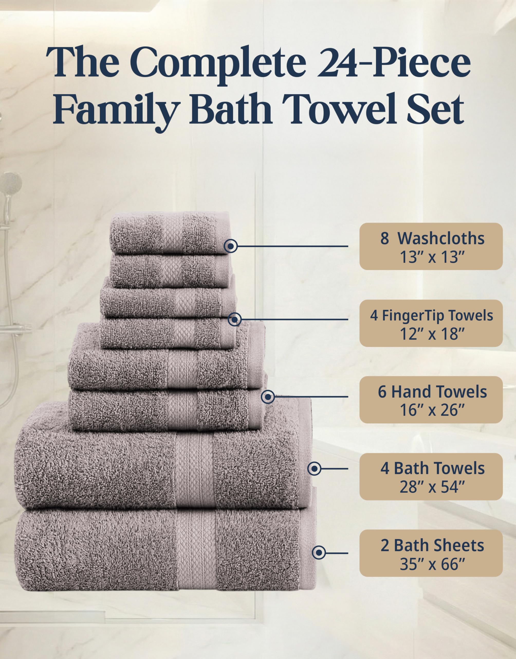 LANE LINEN Platinum hand towel 16x26 folded for everyday comfort.