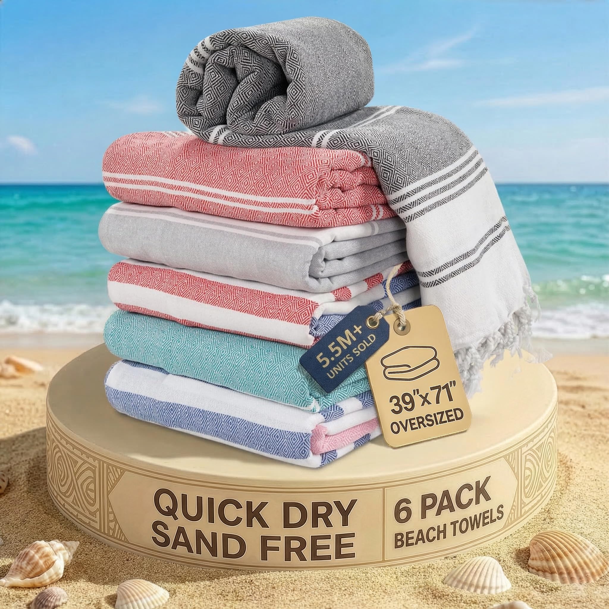 Lane Linen pool towels oversized 6pc set for beach days and travel
