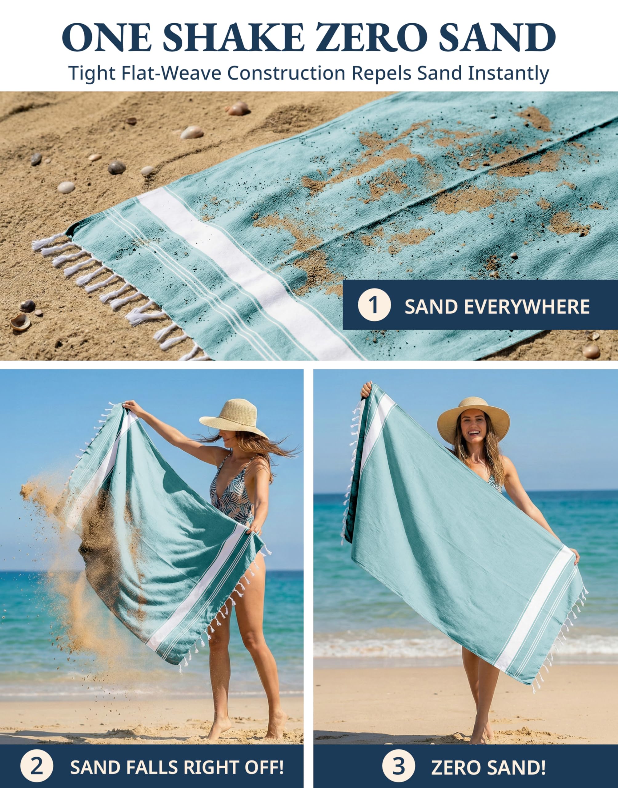 Lane Linen pre-washed beach towel offers soft, durable comfort.