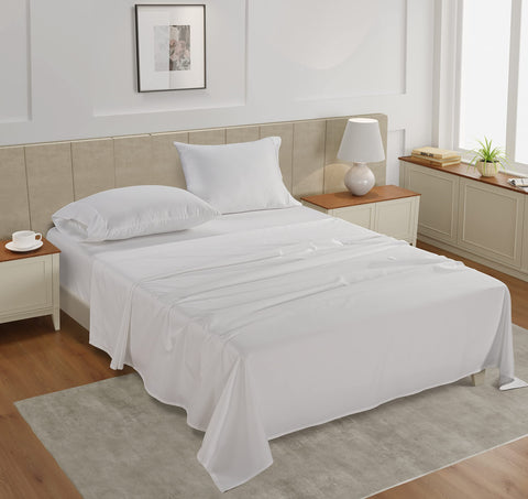 Lane Linen Queen flat sheet close view shows silky sateen texture