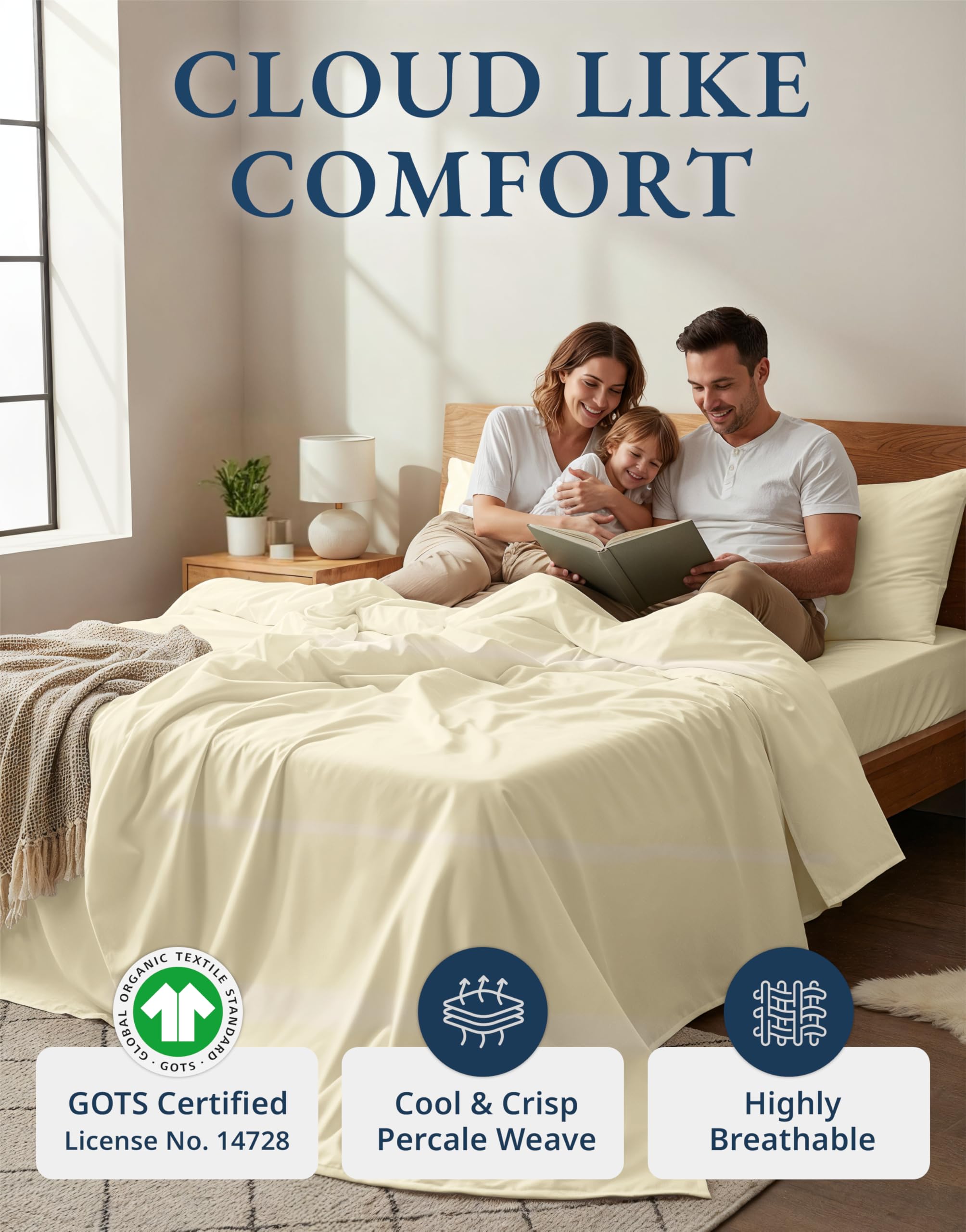 LANE LINEN fitted sheet with deep pockets ensures a secure, smooth mattress fit.