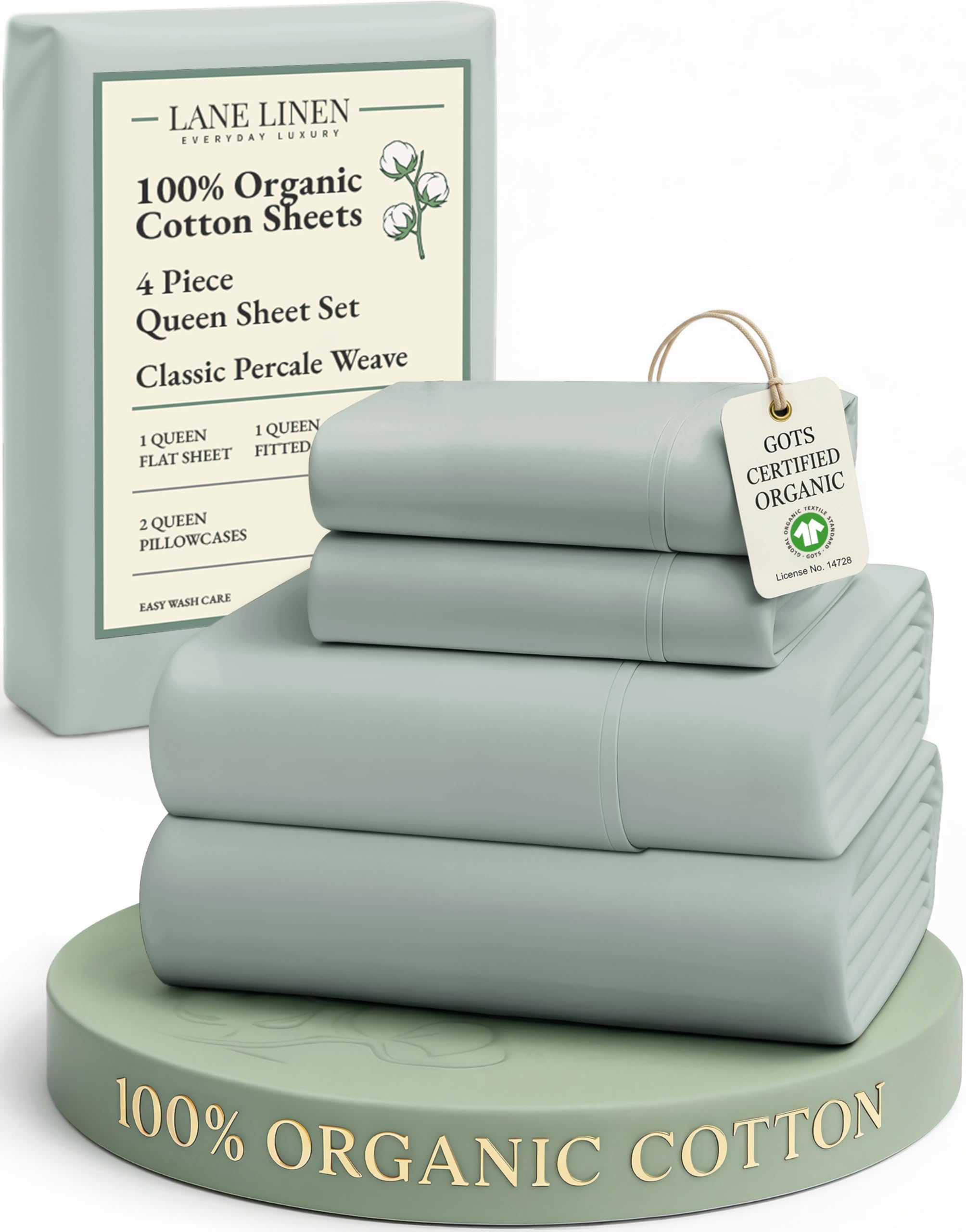 Lane Linen queen sheets percale close-up showing soft, breathable fabric texture