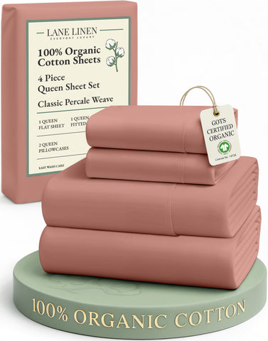 LANE LINEN queen sheets texture closeup shows breathable percale weave for cooling comfort