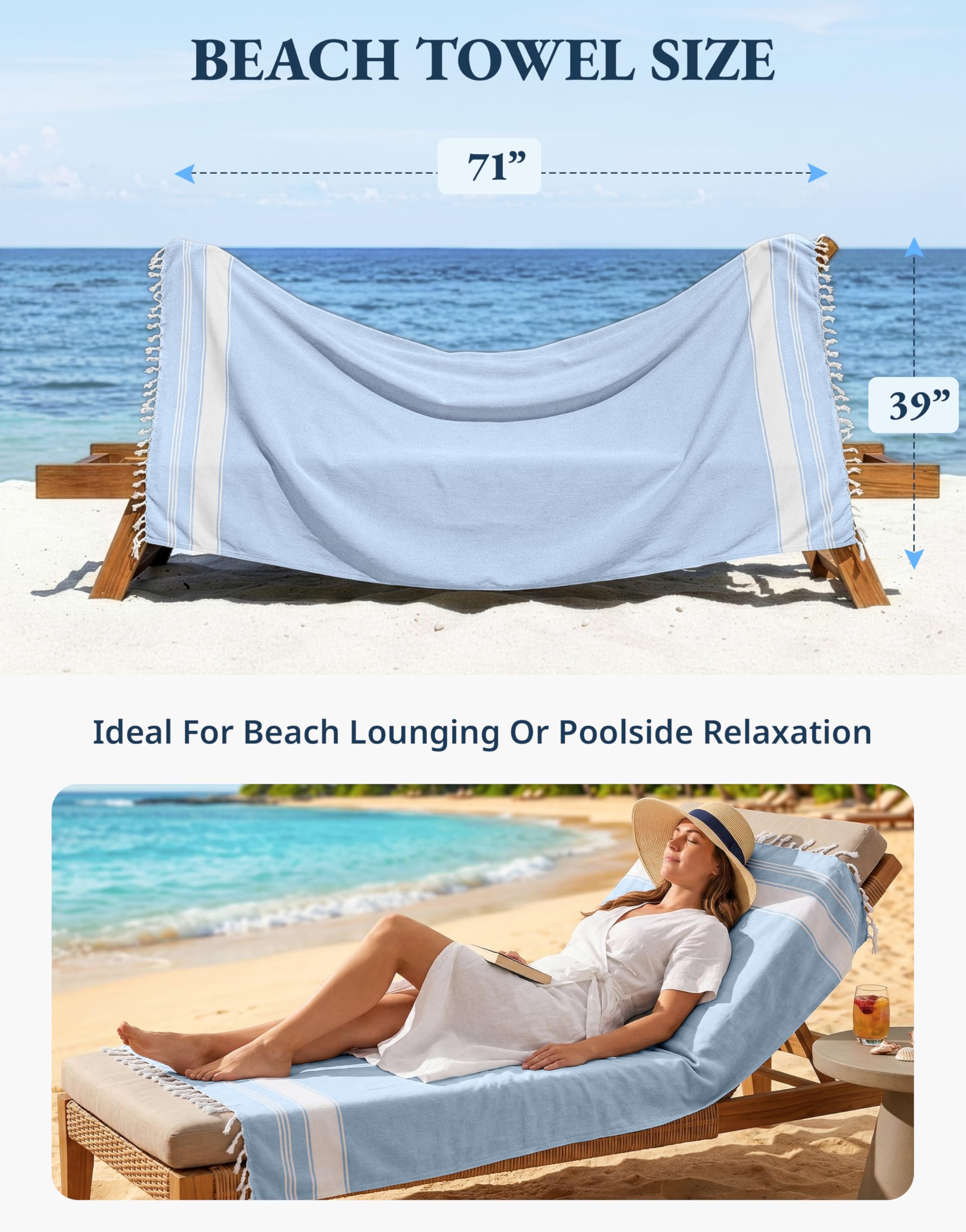 Lane Linen quick-dry towel absorbs moisture fast for easy drying.