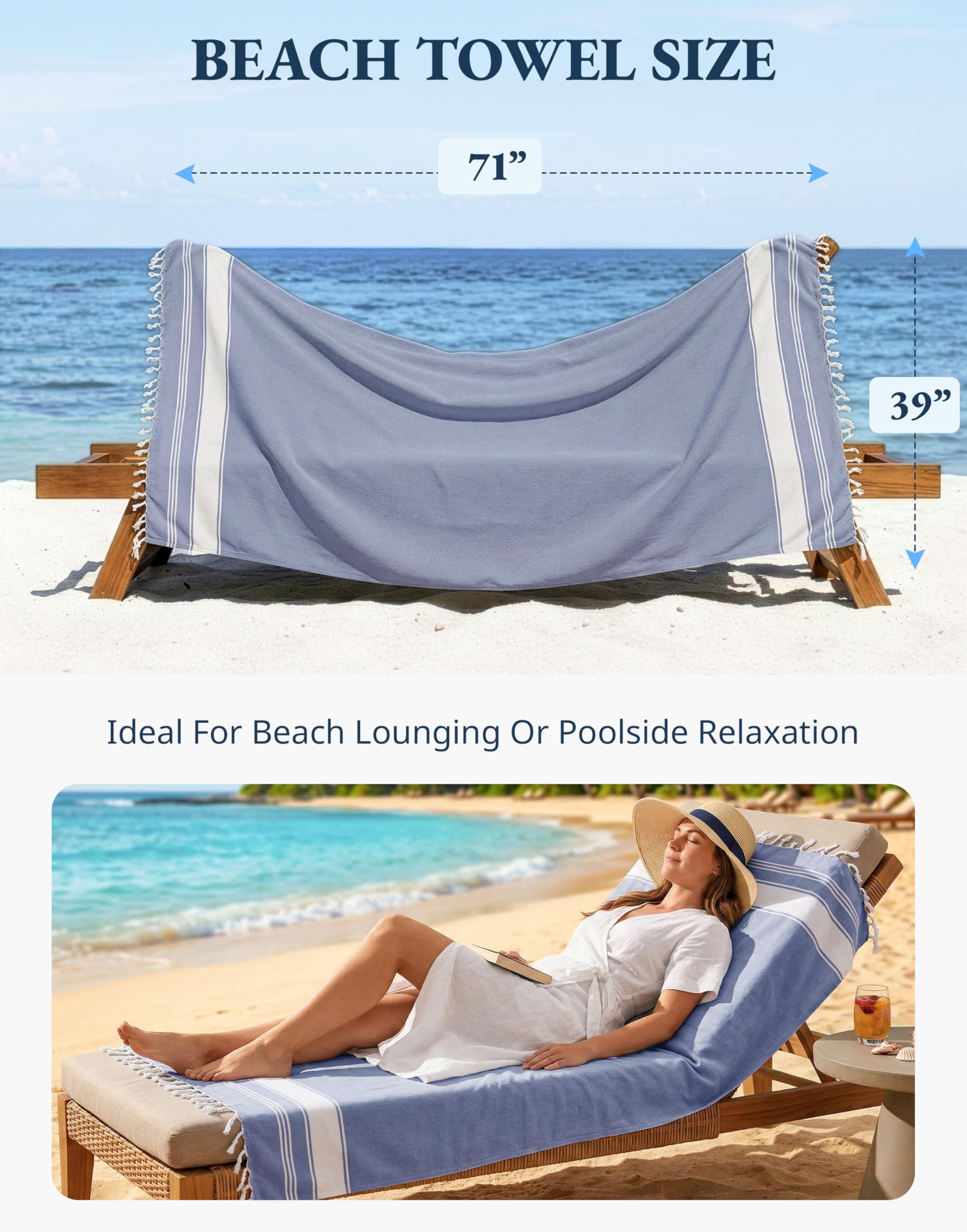 Lane Linen sand-free beach towel with accompanying bag to reduce grit.
