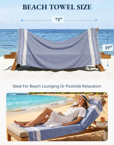 Lane Linen sand-free beach towel with accompanying bag to reduce grit.