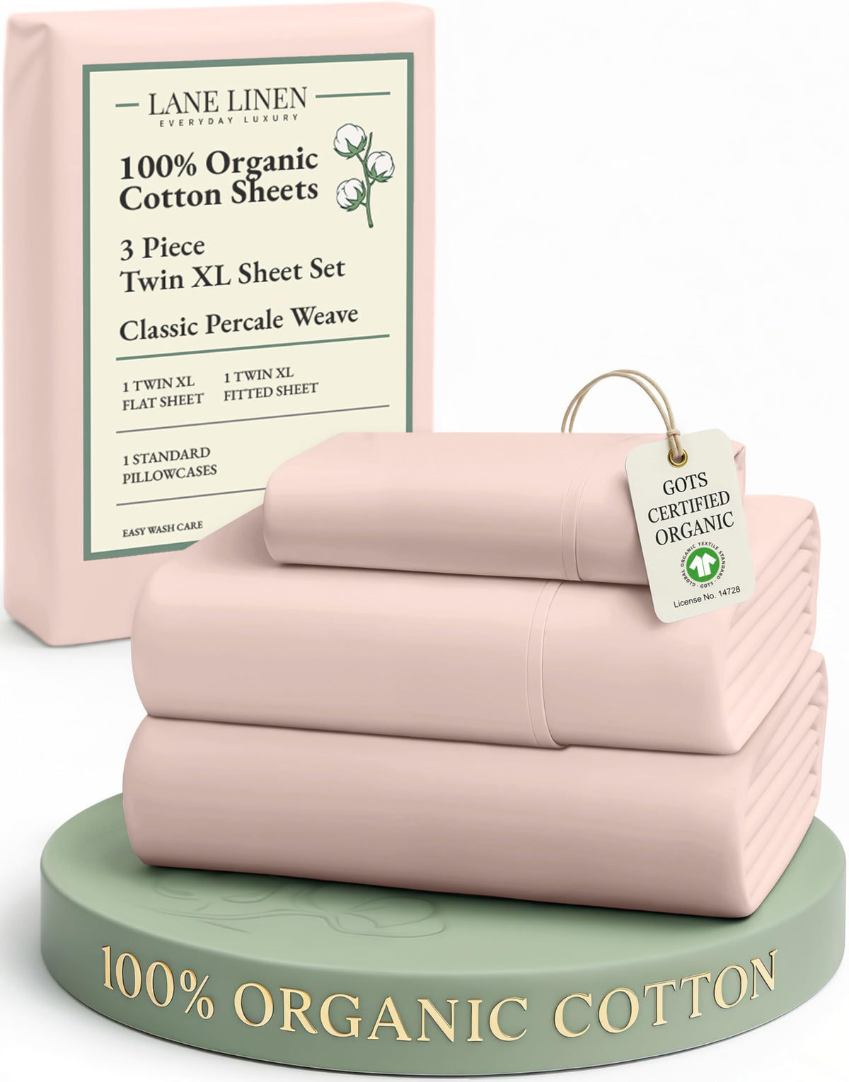 Lane Linen Sepia Rose flat twin-xl sheet with crisp percale for hotel-like comfort.