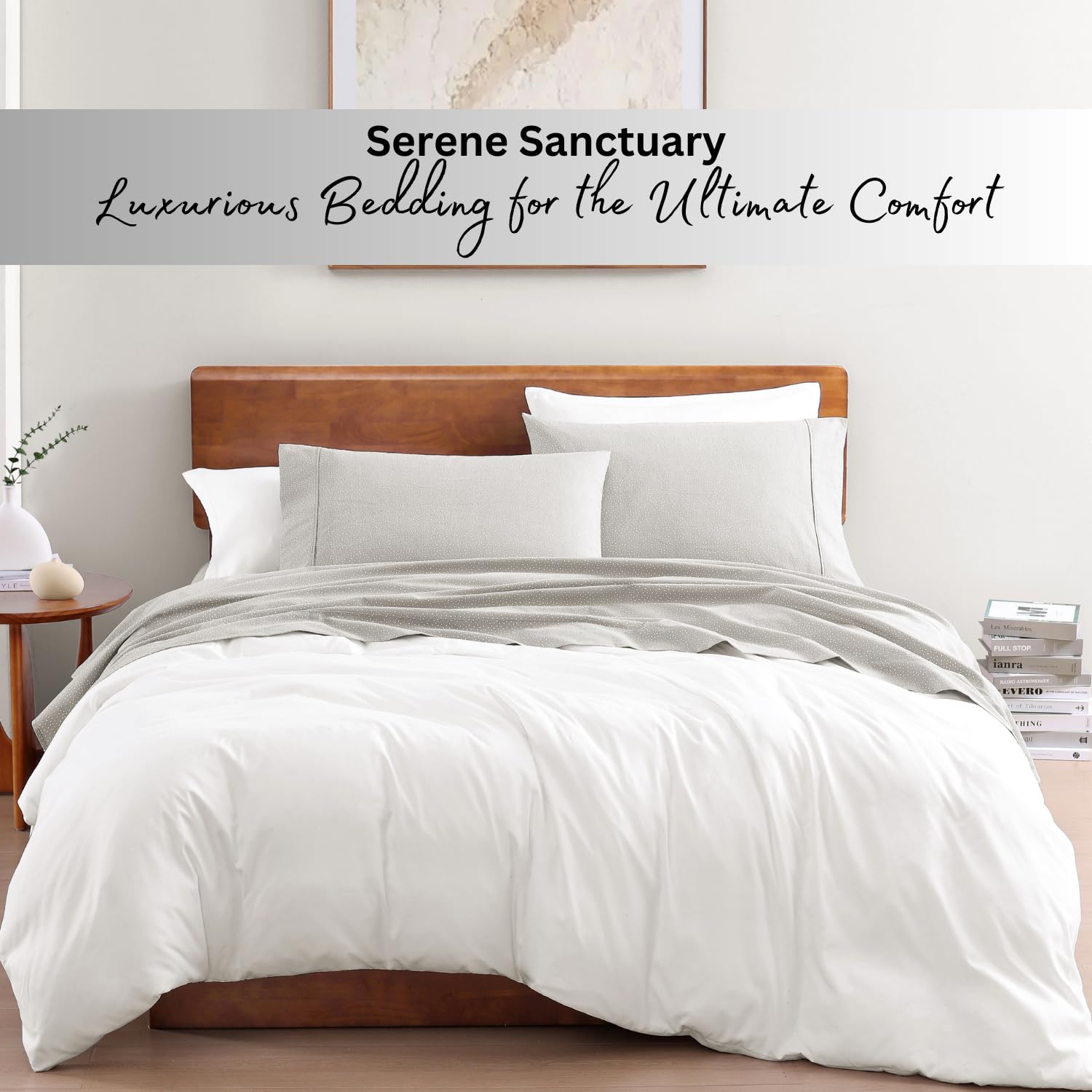 Lane Linen Snowdrop machine-washable sheets for easy care and durability.