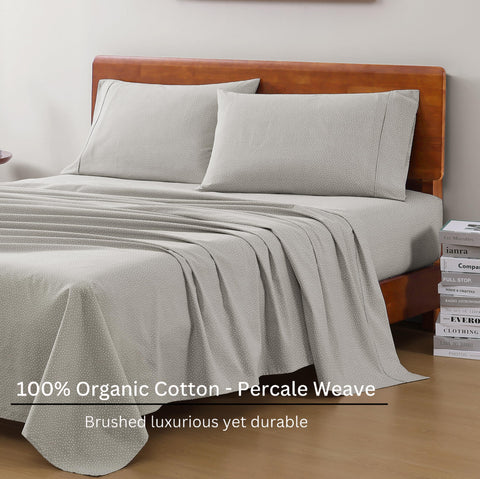 Lane Linen Snowdrop fitted sheet secures 15" pocket depth for a snug fit.