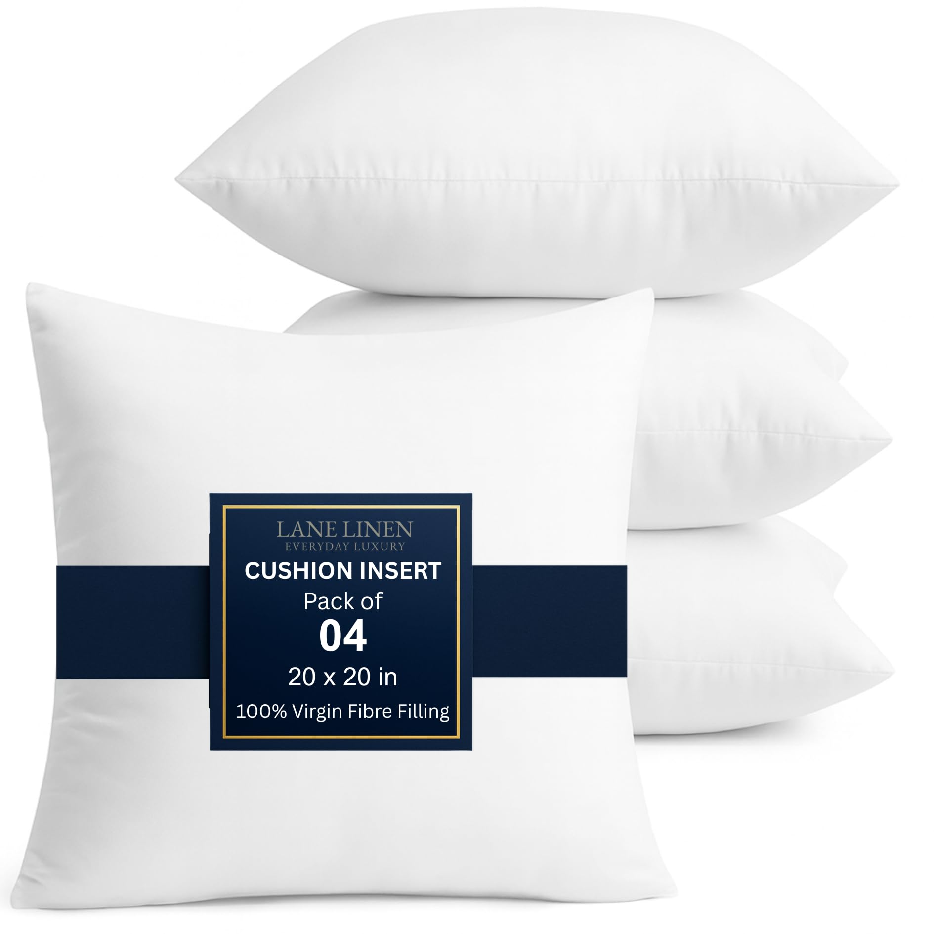 LANE LINEN 20x20 pillow insert front view showing plush, supportive cushion