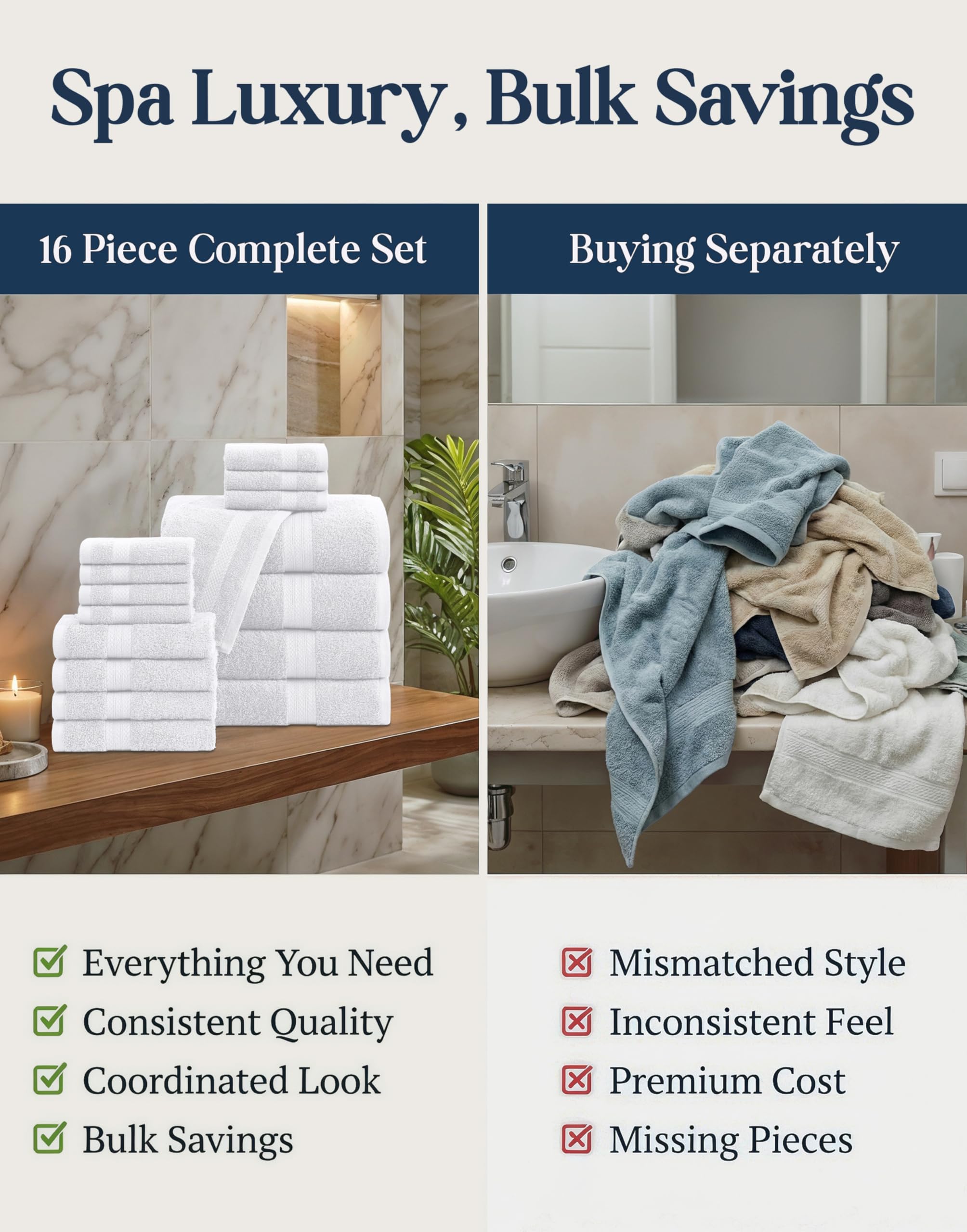 LANE LINEN towel colors variety to match bathroom decor