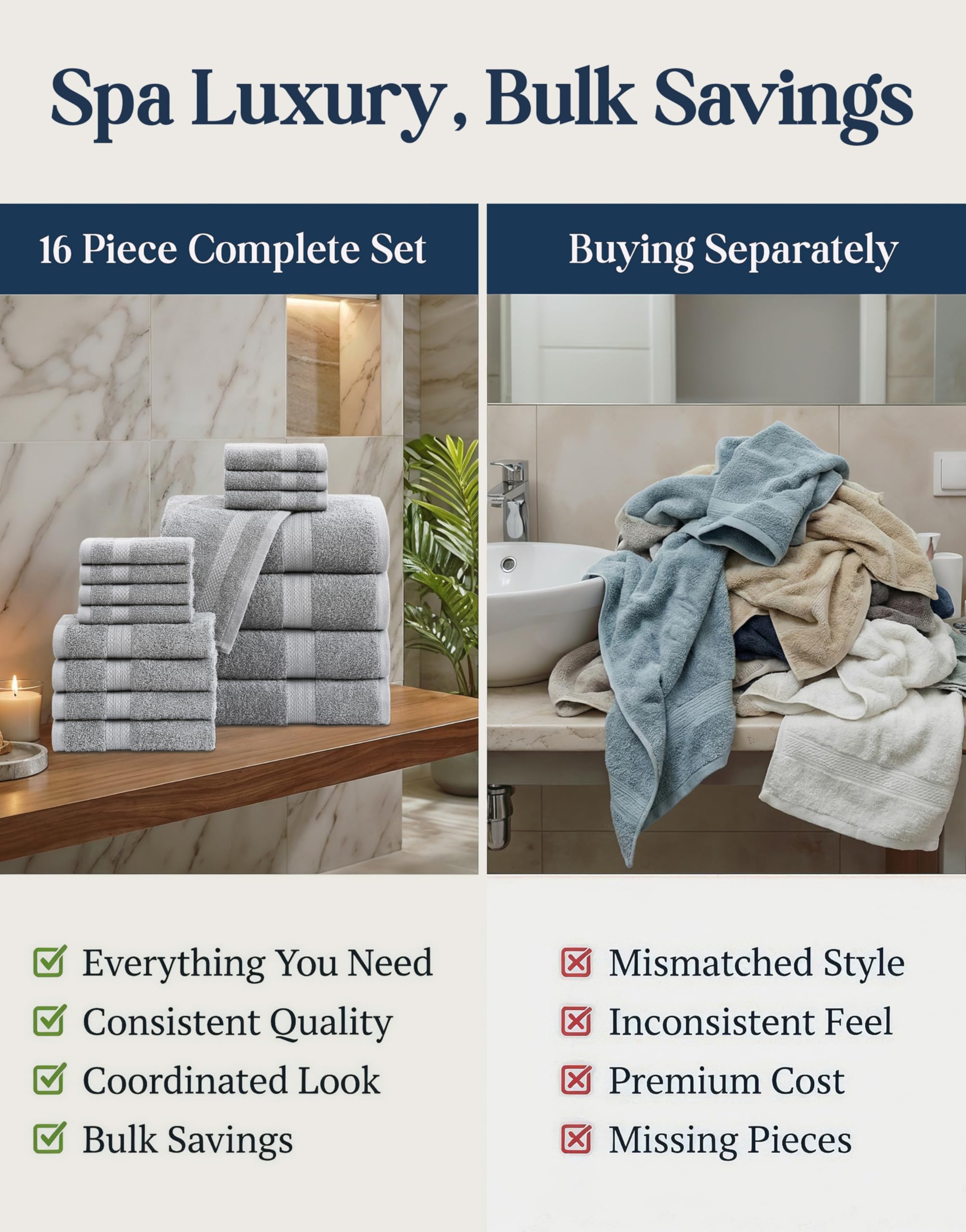 LANE LINEN towel folding display demonstrates spa-like organization and storage.