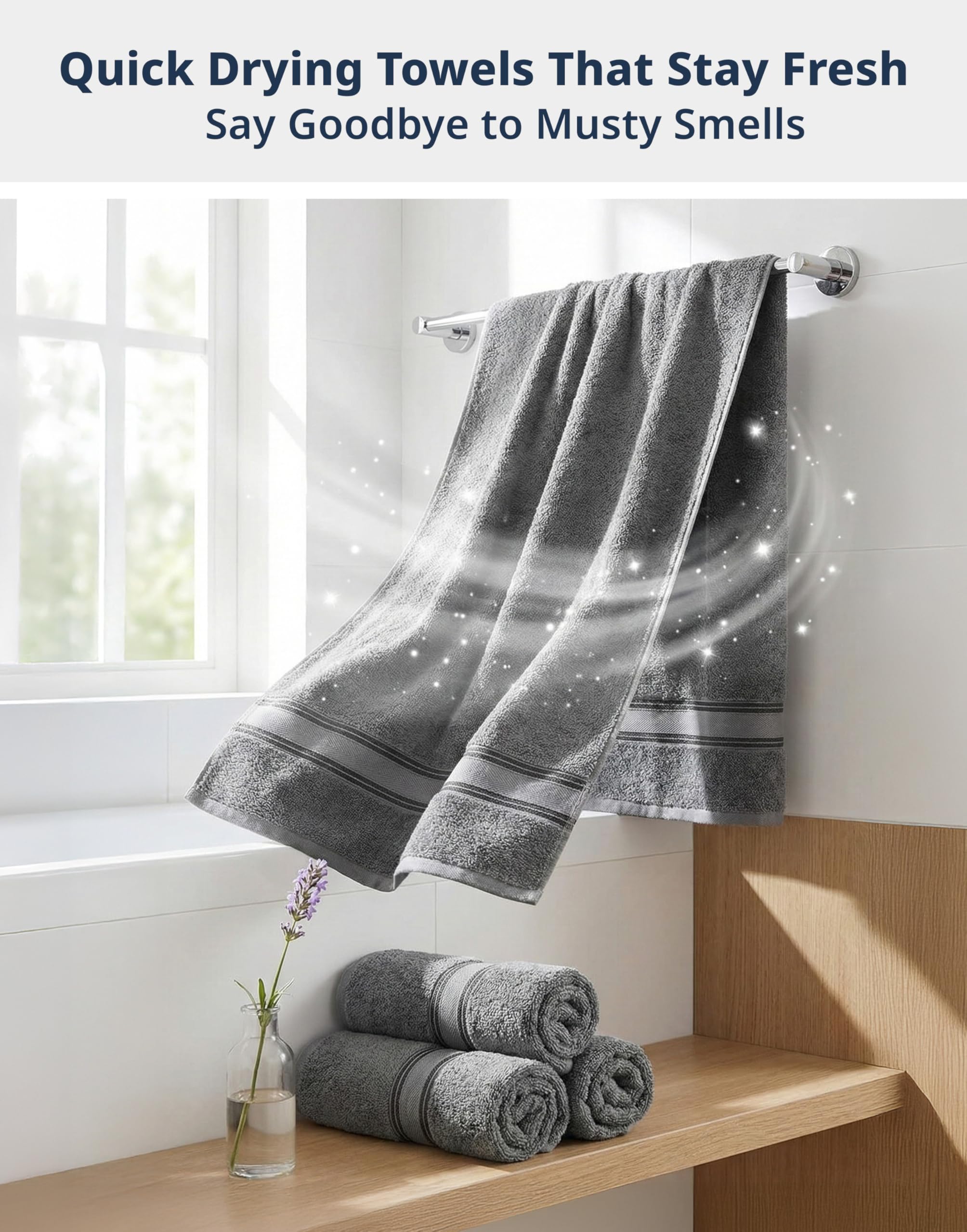LANE LINEN towel rack display highlights a premium bathroom upgrade.