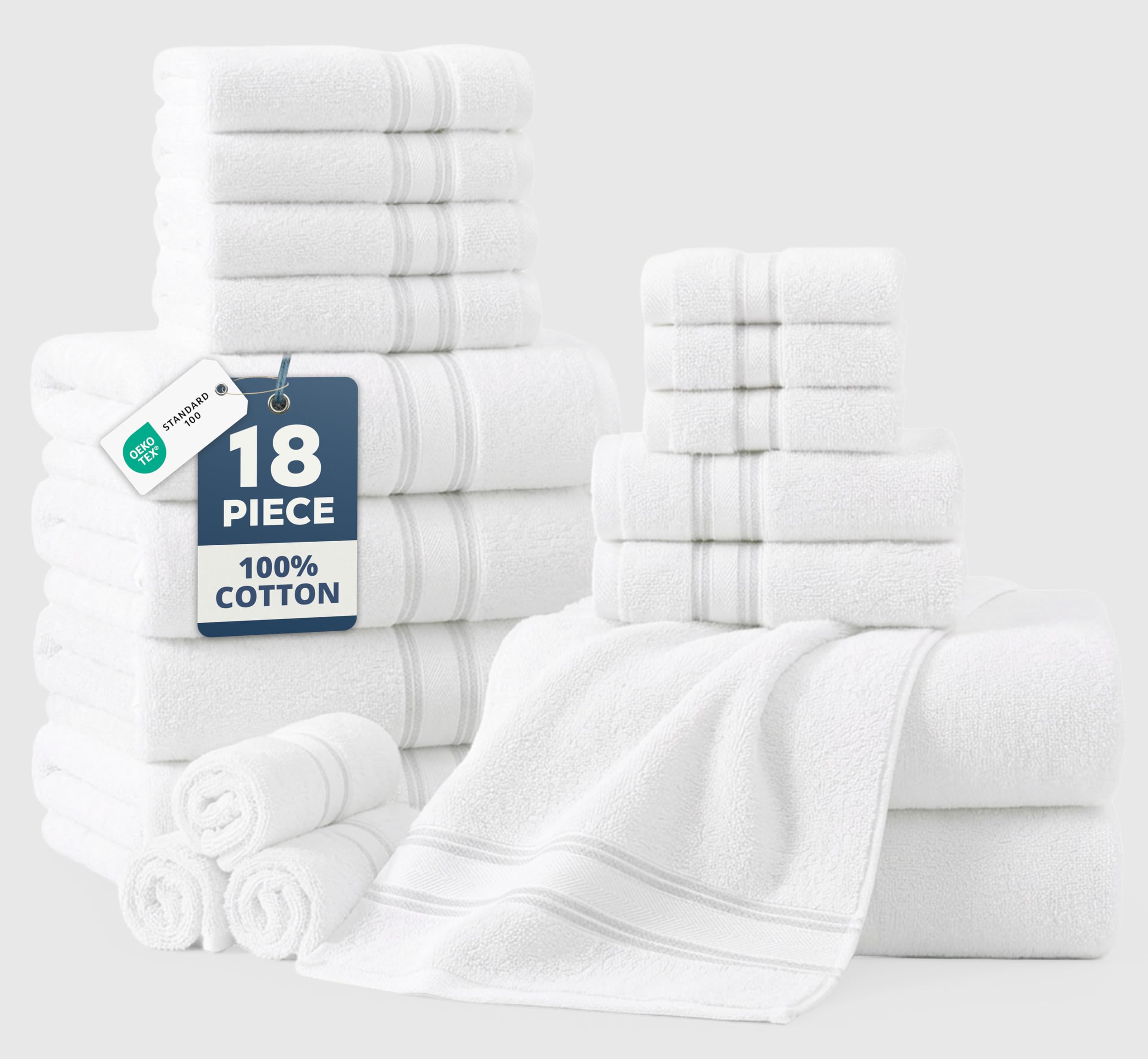 Lane Linen bath towels: plush 550 GSM cotton for strong absorbency.