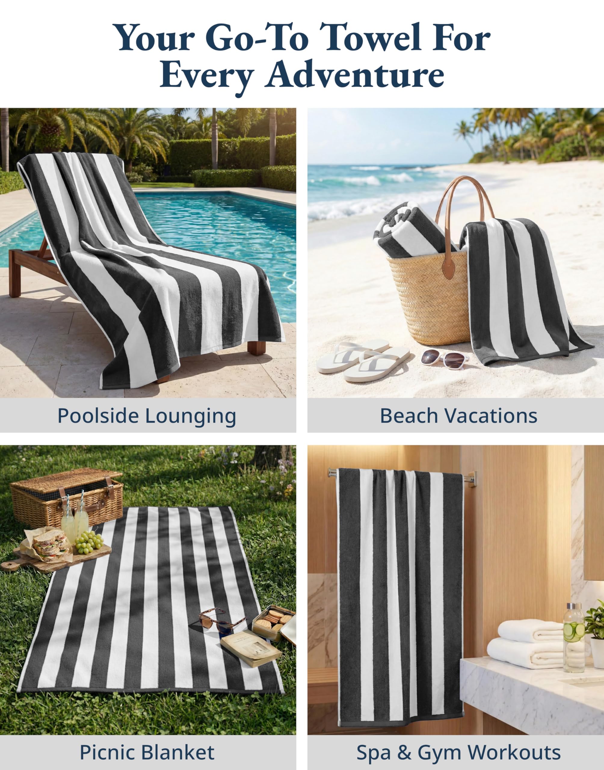 LANE LINEN travel-friendly towel for trips and hotels.