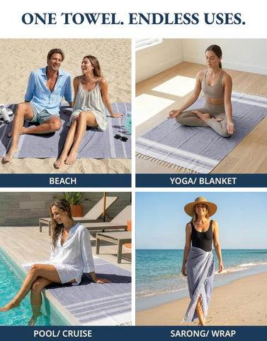 Lane Linen travel-friendly towel folded compactly for luggage